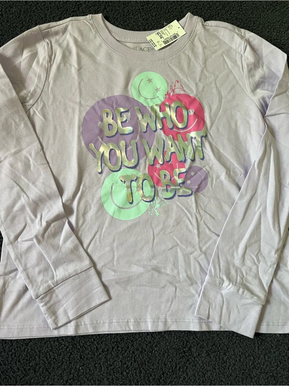 The Children's Place Lavender Long Sleeve Tee with Multicolor Graphic
